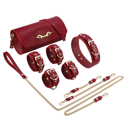 Cool BDSM Set with Bag / Erotic Toy for Adult Play / Unisex Genuine Leather 4-PC Kit