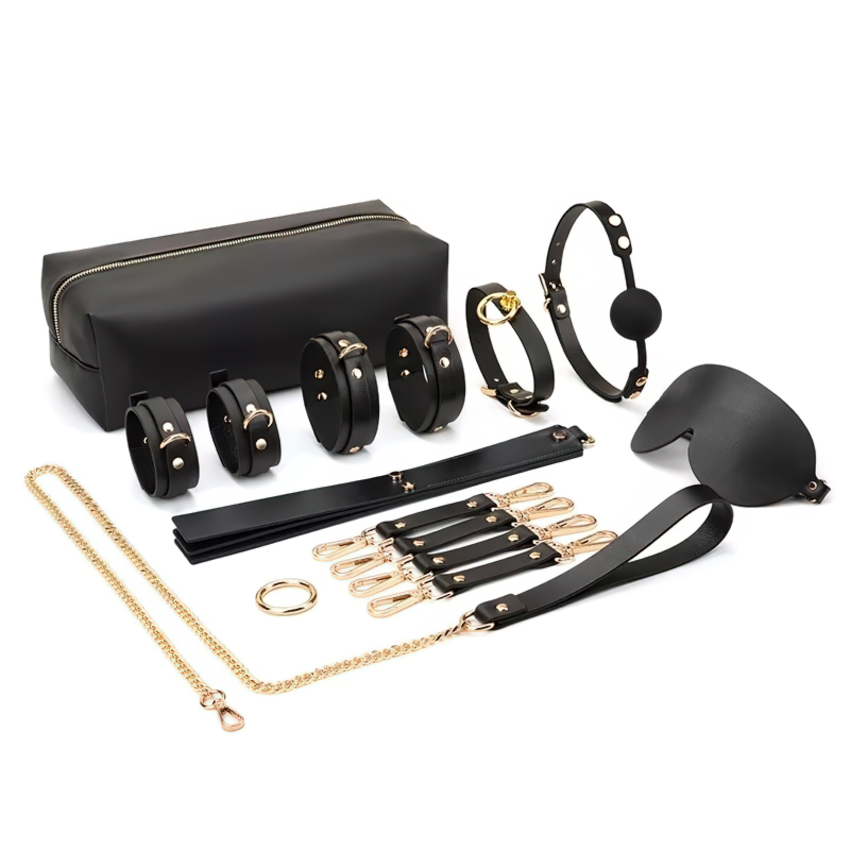 Unisex BDSM Toy / Genuine Leather Sex Play Sets / Erotic 12-Piece Set for Your Pleasure