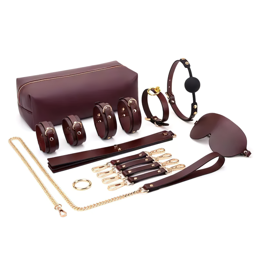 Unisex BDSM Toy / Genuine Leather Sex Play Sets / Erotic 12-Piece Set for Your Pleasure